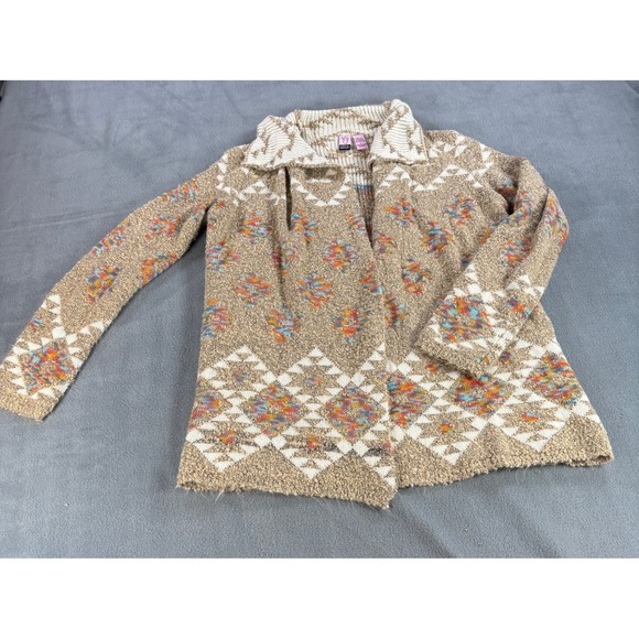 love on a hanger Sweaters - Love On A Hanger Womens Southwestern Open Front Cardigan Multicolor Tan Small
